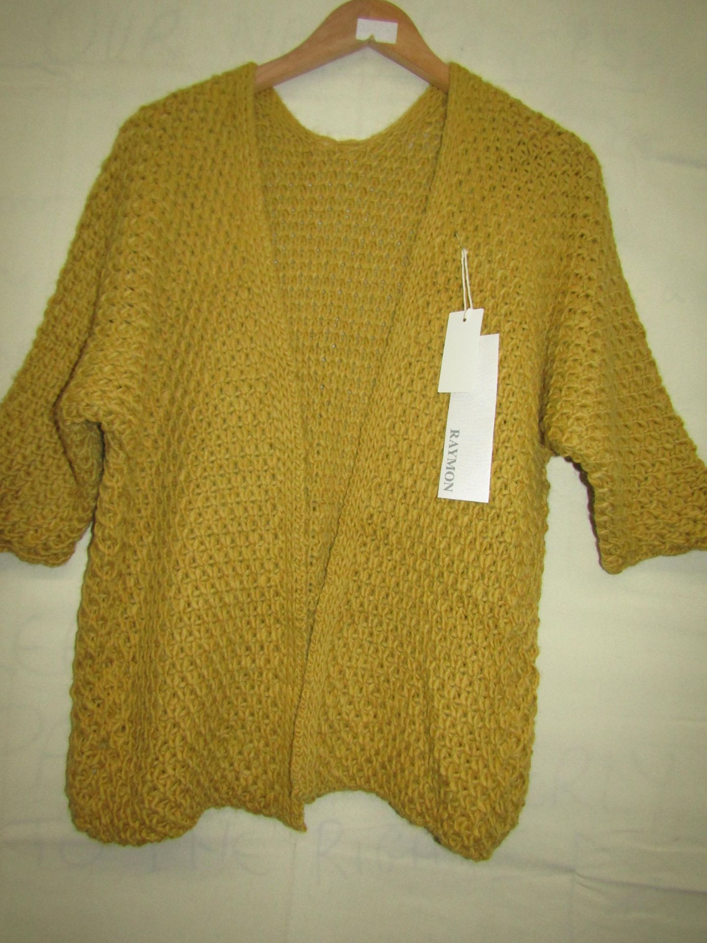 Raymon Ladies Open Fronted 3/4 Length Sleeve Cardigan Mustard Colour Approx Size M New & Packaged