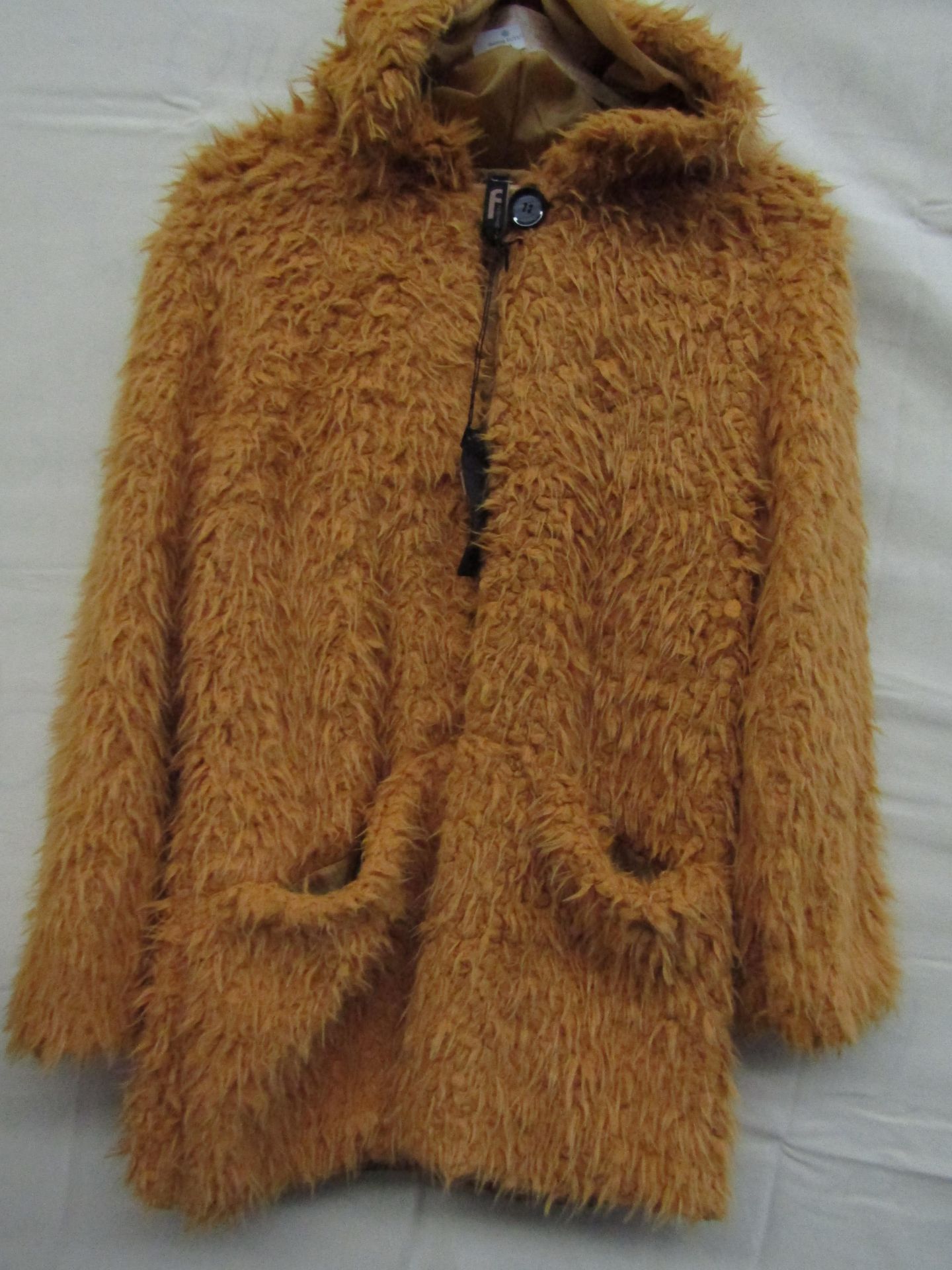 Teddy Bear Jacket Lined Mustard Colour Approx Size 12-14 New With Tags