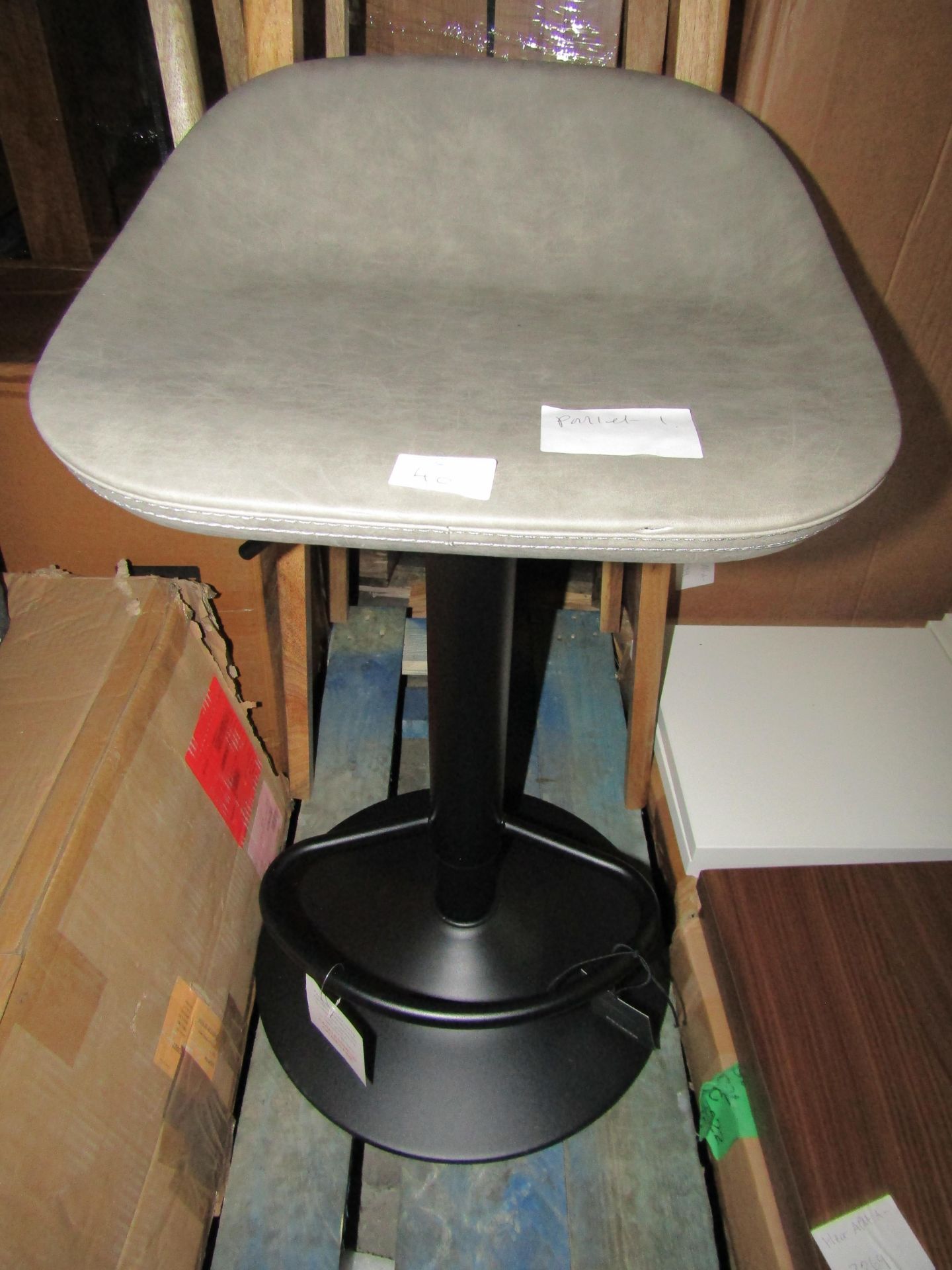 Cox & Cox Faux Leather Counter Stool Grey RRP Â£150.00 SKU 1227411 (PLT 3RD AVE PALLET 88)