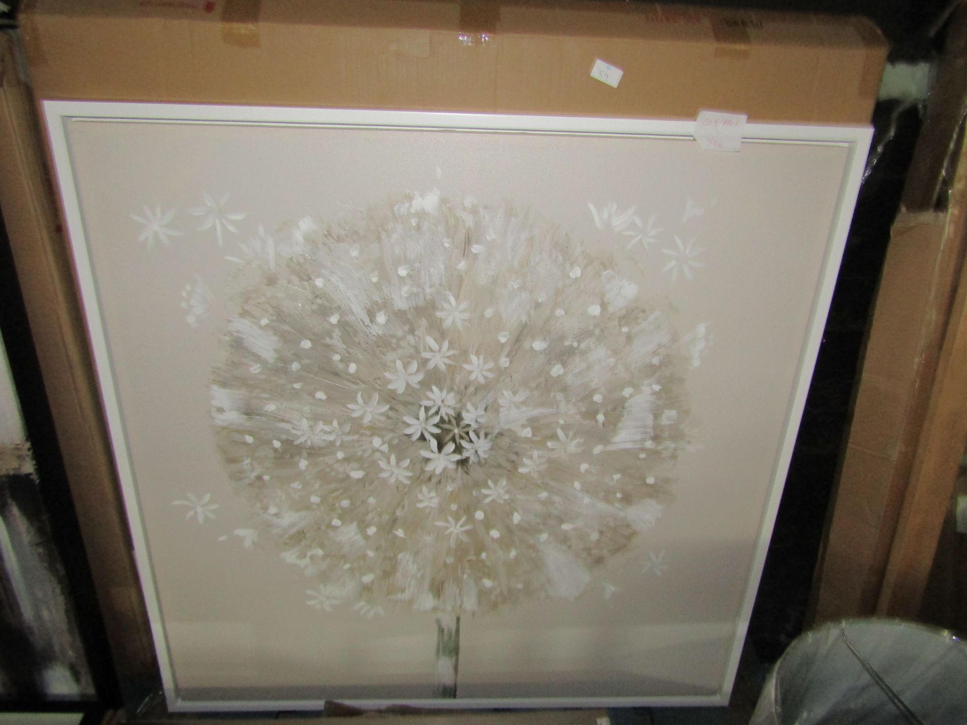 Oak Furnitureland Dandelion Handpainted Embellished Framed Canvas Print RRP Â£49.99