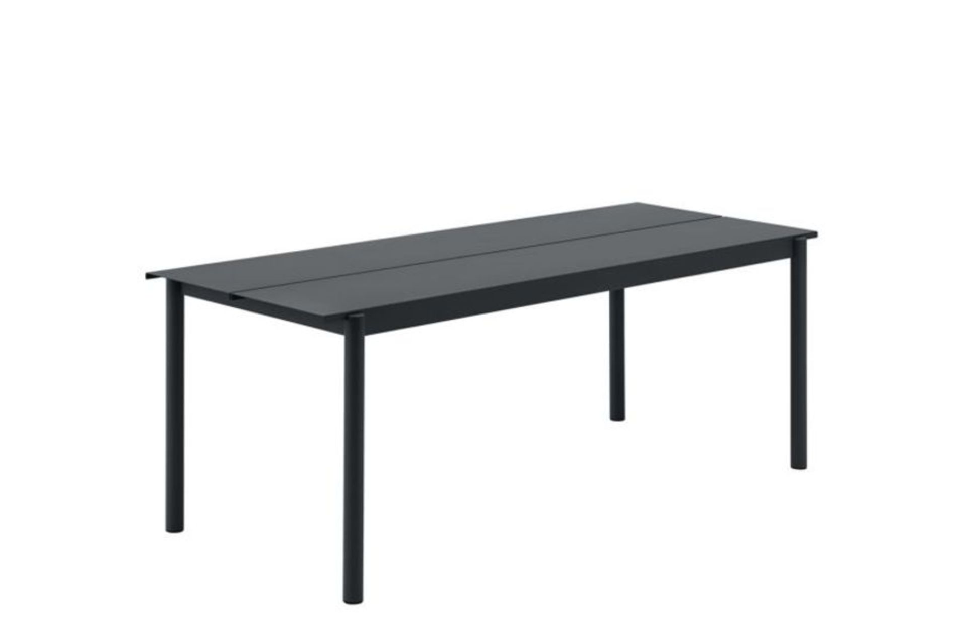 The Linear Steel table is a modern elegant addition to any outdoor setting. The Linear Steel Table