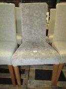 Oak Furnitureland Scroll Back Chair in Plain Truffle Fabric with Solid Oak Legs x2 RRP Â£280.00