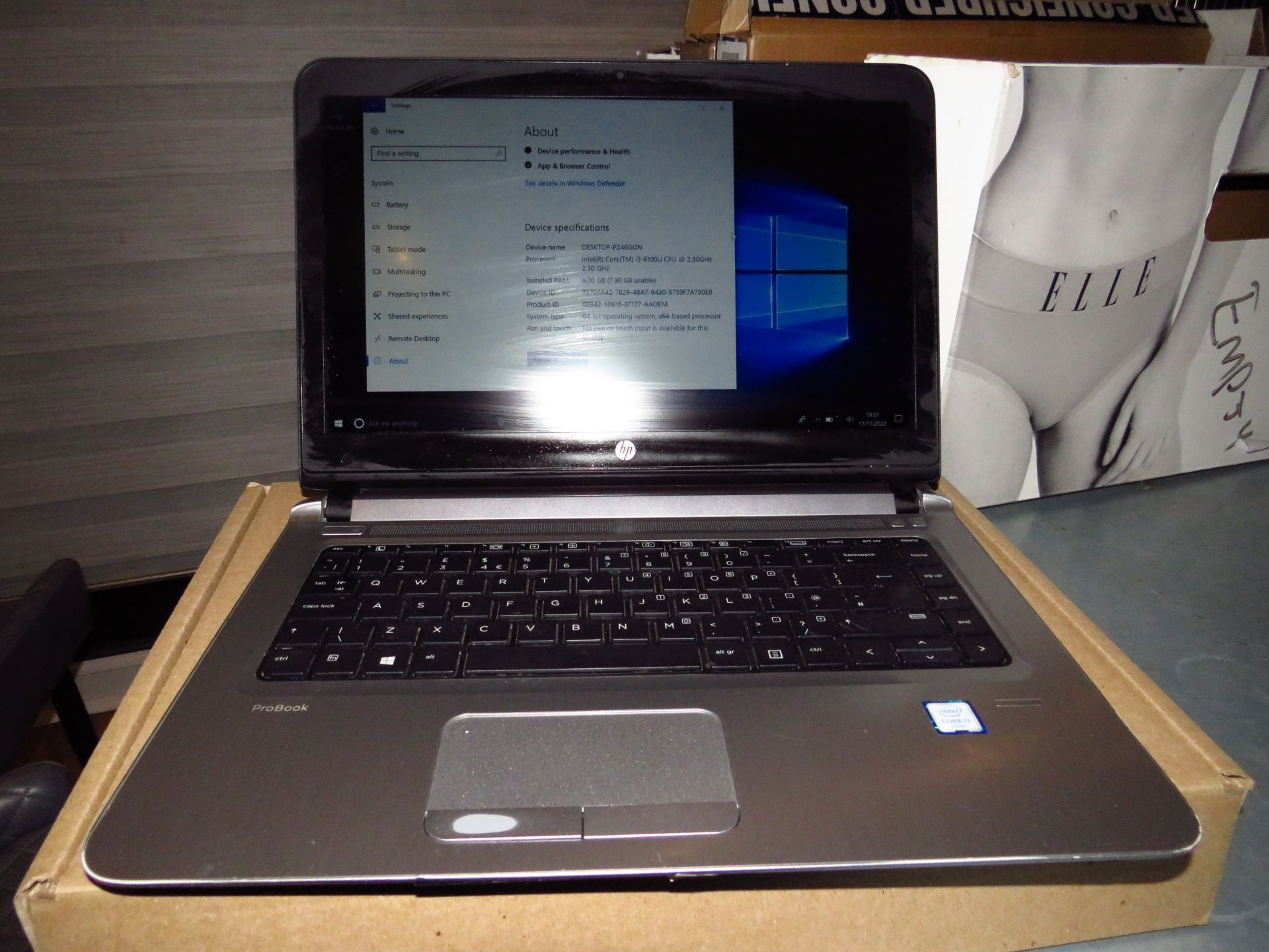 HP Pro Book 440 G3 with Intel i5-6200 CPU. powers on and loads through to the home page, comes