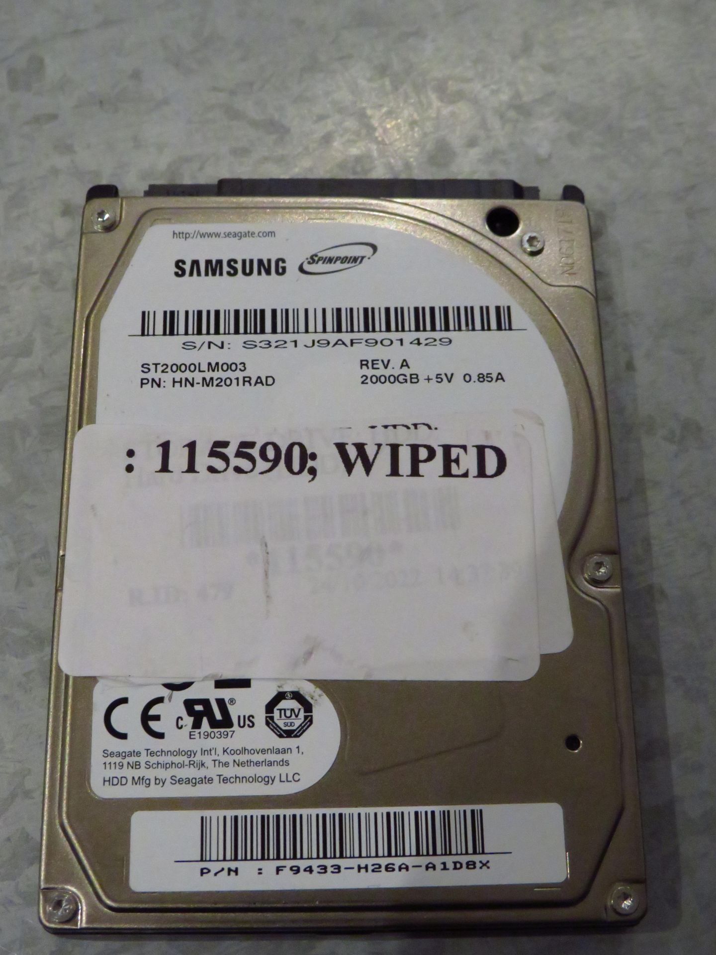 Samsung ST2000LM003 2000GB hard drive, unchecked but has been professionally wiped