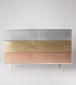 Swoon Faroe Mixed Metals & White Six Drawer Chest Of Drawers - RRP 729 SKU SWO-AP-faroechestsixdram