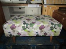 Oak Furnitureland Evie Accent Footstool In Patterned Purple Fabric RRP ¶œ249.99