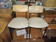 Swoon Docklands Dining Chair Set of Two Oatmeal Linen-Cotton Natural Mango Wood & Matt Black RRP ¶œ1