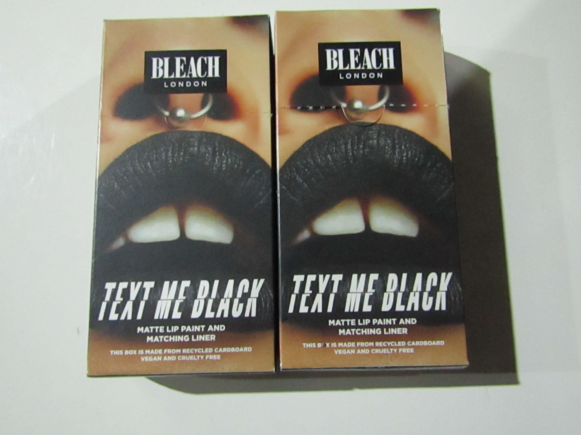 2x Bleach London - Text Me Black Matte Lip Paint & Matching Liner - New & Boxed.