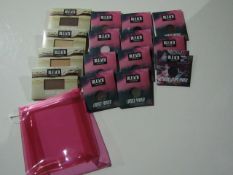 Small Pink Bag Containing 15 Eye Shadow Items Being 10 X Louder Powder Various Colours 1 X Metalic