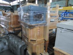 Pallets of Oak Furniture land unworked returns stock, typically in good condtion.