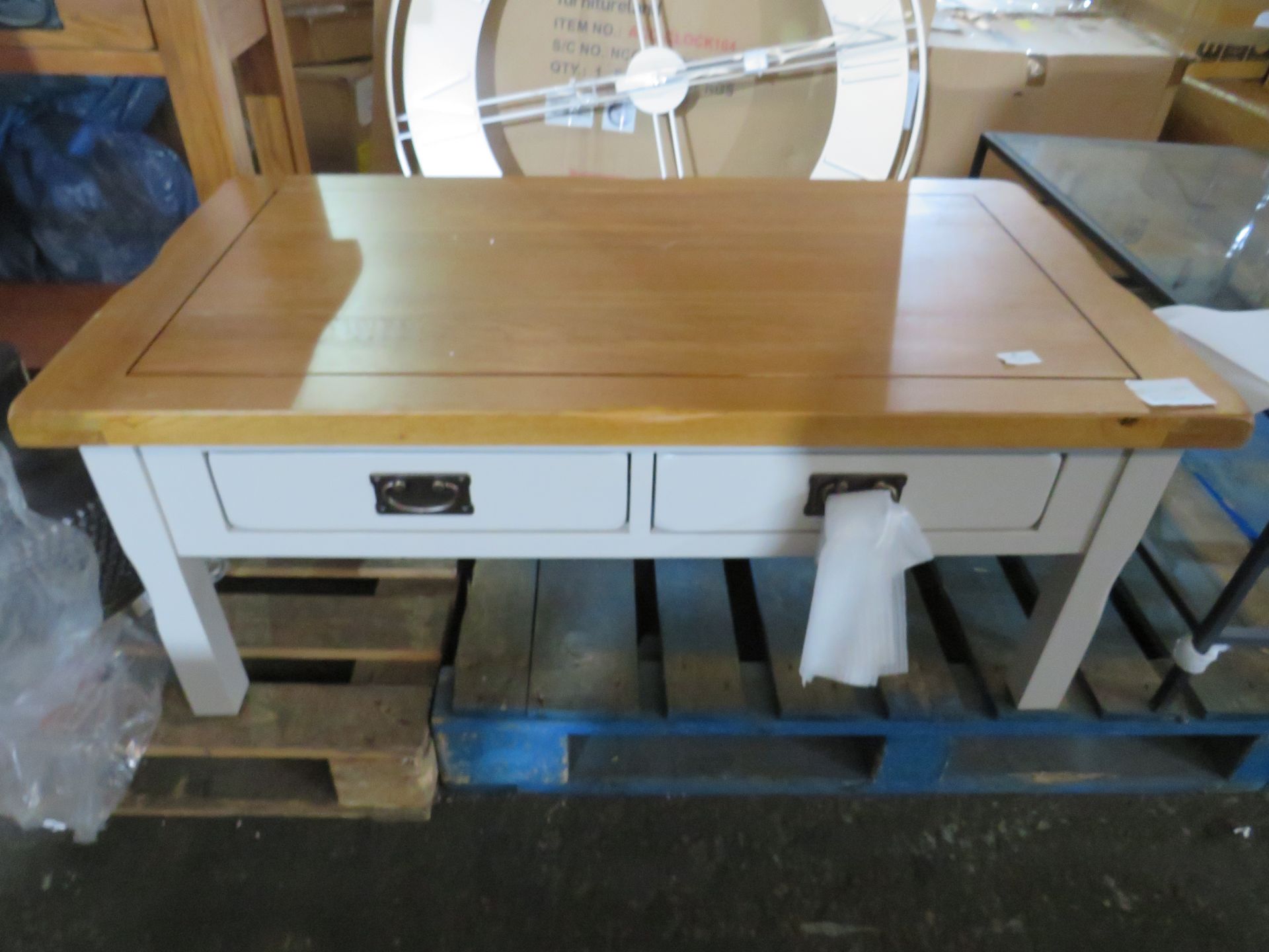 Oak Furnitureland Kemble Rustic Solid Oak and Painted Coffee Table RRP ¶œ179.99