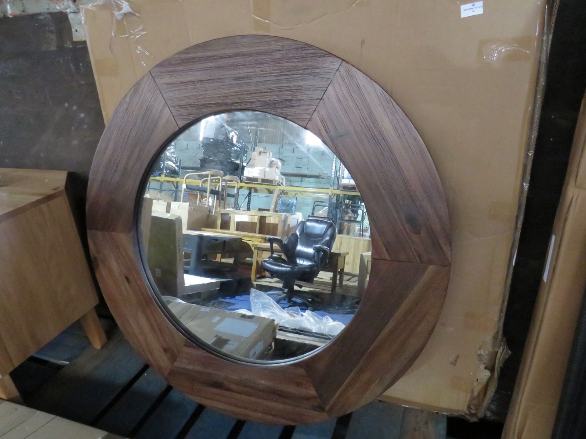 Oak Furnitureland Detroit Solid Hardwood Round Wall Mirror RRP ¶œ99.99 (SKU OAK-APM-DET390 PID OAK-