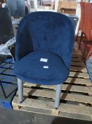 Heals Austen Dining Chair Plush Velvet Indigo Black Leg RRP ¶œ299.00