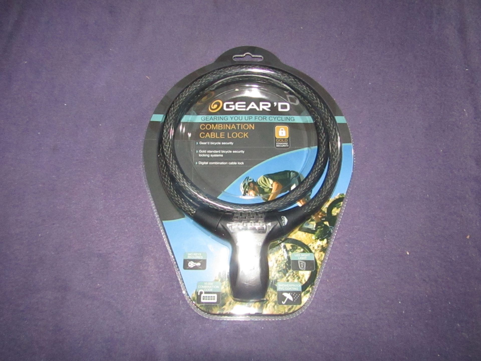 Gear'D - Combination Cable Lock for Bicycle - New & Packaged.