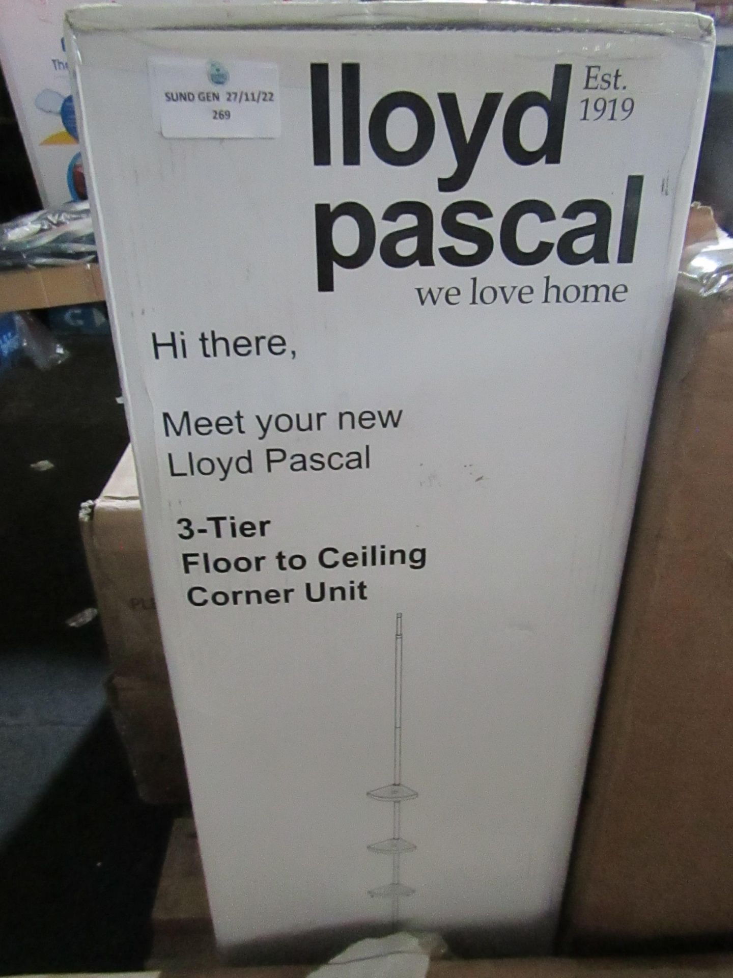 Lloyd Pascal - 3-Tier Floor To Ceiling Corner Unit - Unchecked & Boxed.
