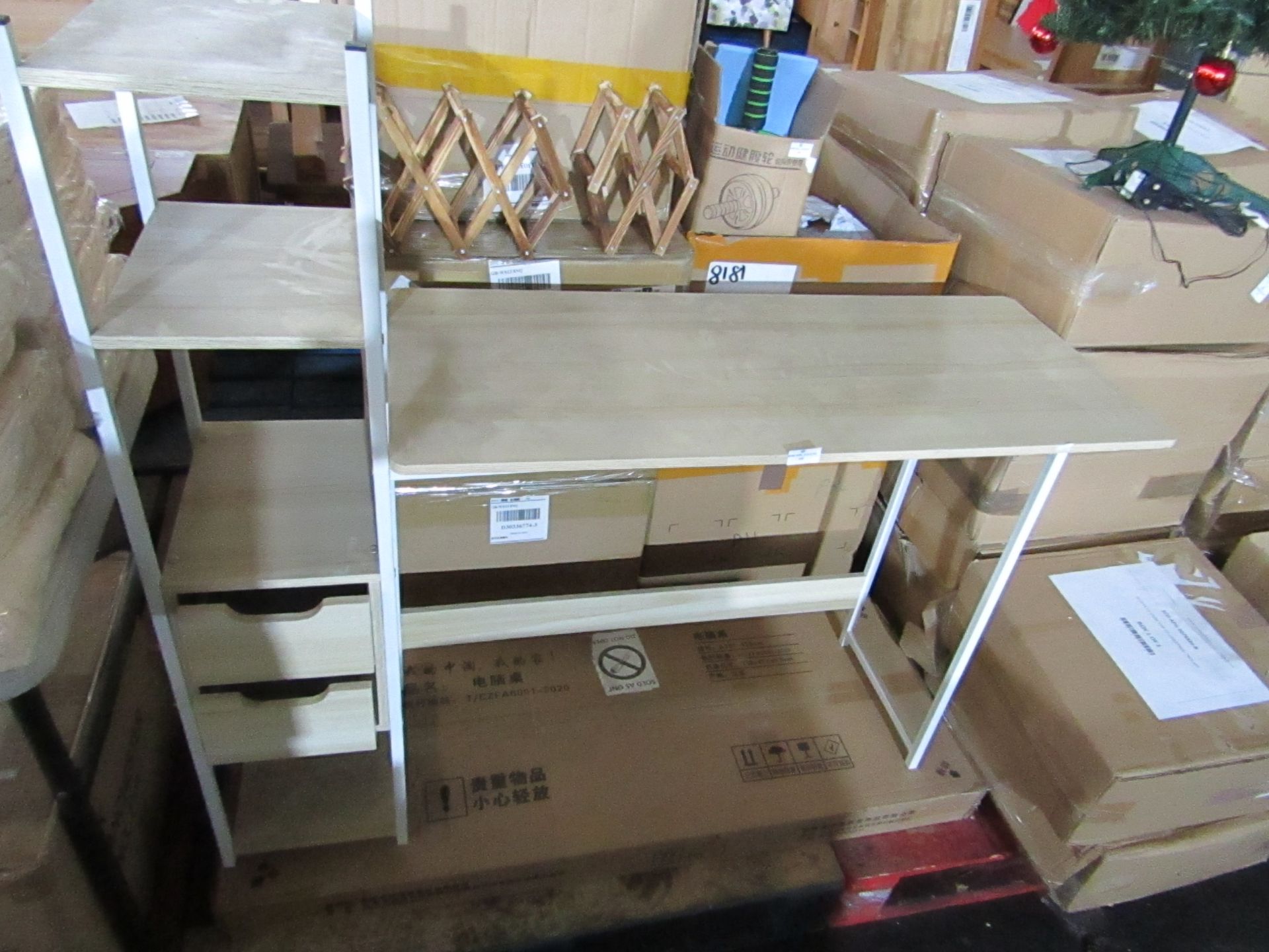 Unbranded - 2-Drawer 3-Shelf Desk - Unused & Boxed.