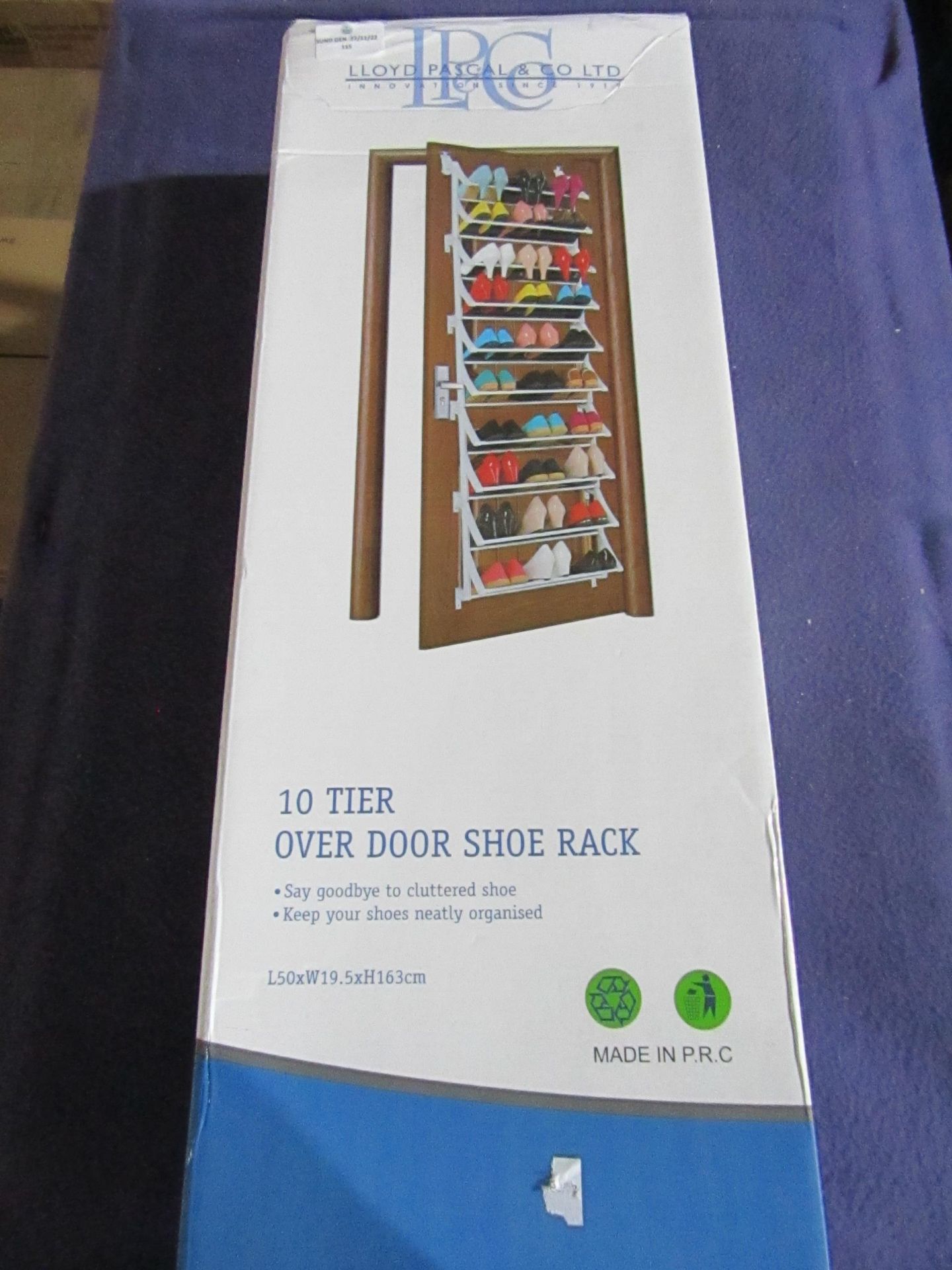 Lloyd Pascal - 10-Tier Over The Door Shoe Rack - Unchecked & Boxed.