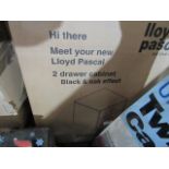 Lloyd Pascal - 2-Drawer Cabinet - Black & Oak Effect - Unchecked & Boxed.