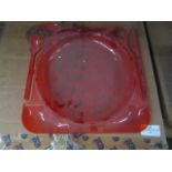 1x Box Containing Approx 62x Disposable Red Cater Plates - All Unused & Boxed.