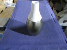 David Fischhoff - 30cm Silver / White 2 Tone Pearlized Vase - Good Condition & Boxed.