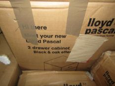 Lloyd Pascal - 2-Drawer Cabinet - Black & Oak Effect - Unchecked & Boxed.