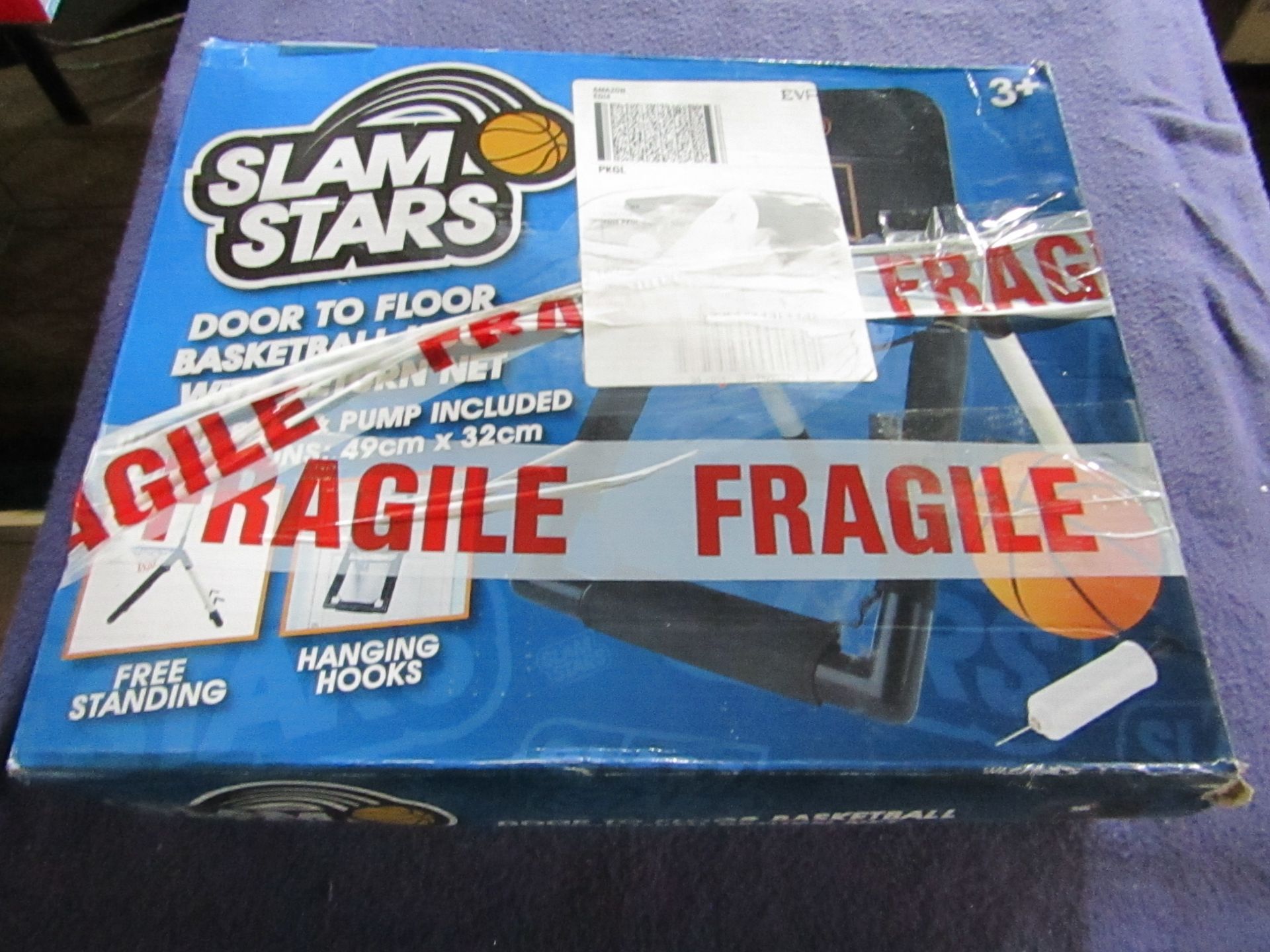 Slam Stars - Door to Floor Basketball Hoop With Return Net - Unchecked & Box Damaged.