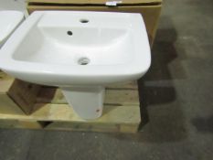 1x Lavabo Gala Smart - 450mm White 1TH Basin - New & Boxed. Paired With 1x Colum Smart - White