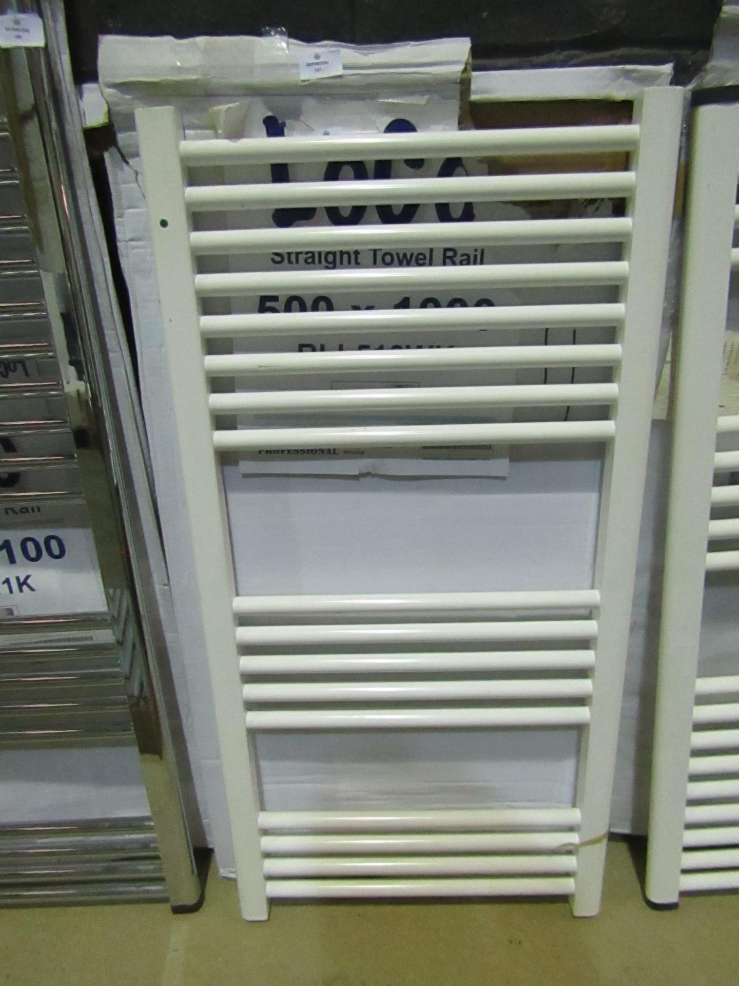 ArleyPro - Loco Straight White Towel Rail - 500x1000mm - Unchecked For Hanging Kits, Viewing