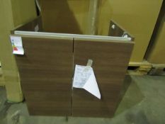 VitrA - LED Lit Wall-Hung 2-Door Bathroom Vanity Unit ( Textured Brown - 60cm Long ) - Good