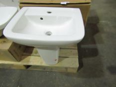 1x Lavabo Gala Smart - 450mm White 1TH Basin - New & Boxed. Paired With 1x Colum Smart - White