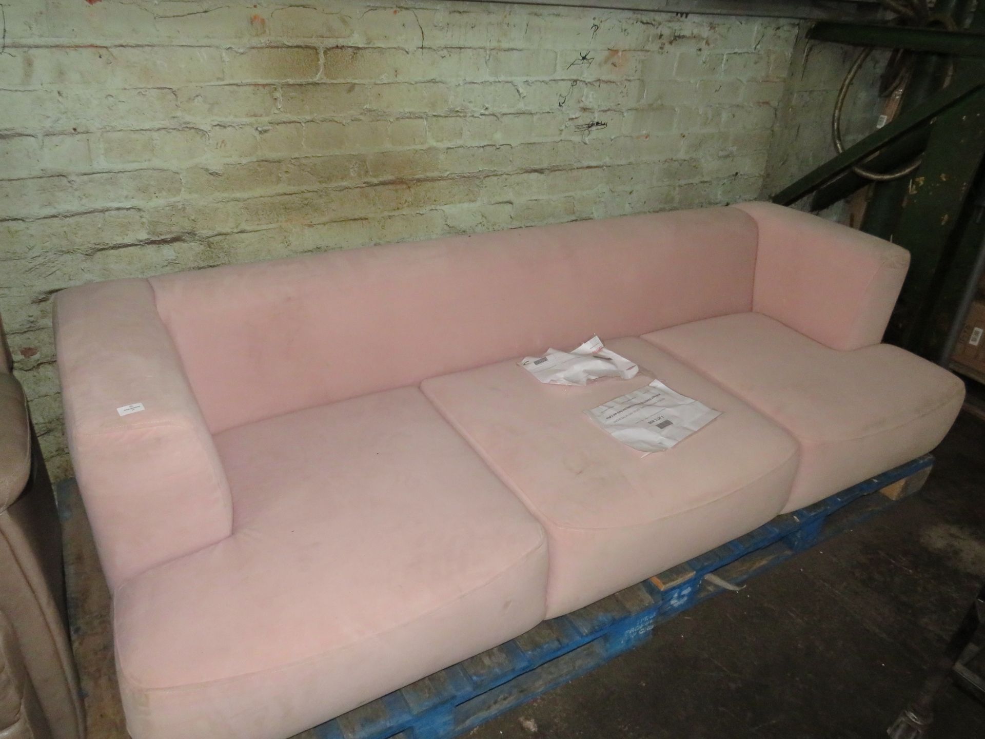 Swoon Kallas Easy Velvet Three-seater Sofa in Blush Silver - RRP ?1499.00 (PLT SWO-AP-A-3103)