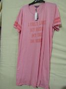 Foxbury Ladies Pink Varsity Short Sleeve Nightie Size 8-10 New & Packaged