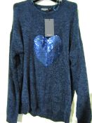 Brave soul Jumper Navy With Sequince Design on The Front Size 20 New & Packaged