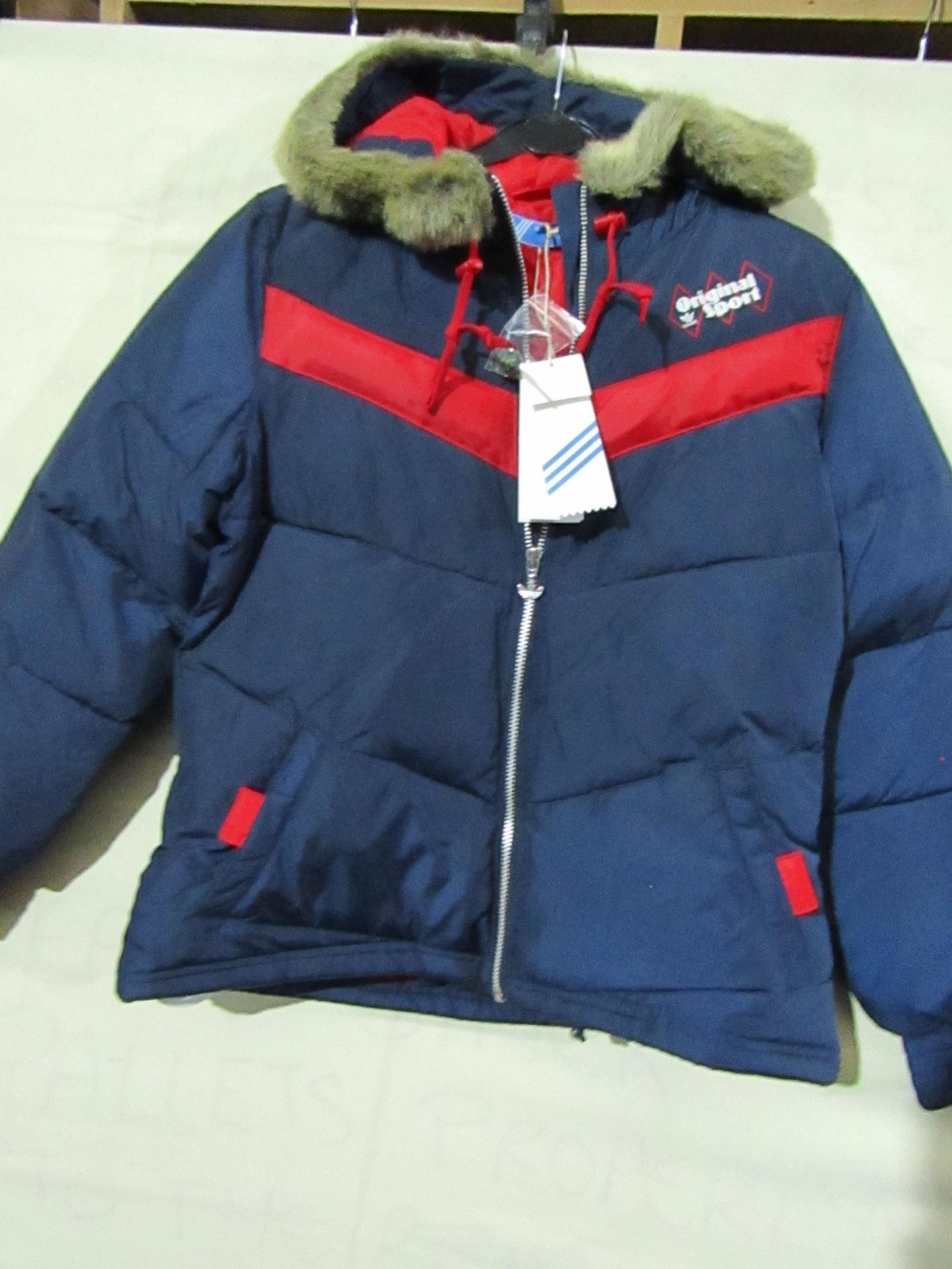 Adidas Jacket Ladies Petite Size L Navy/Red New With Tags ( Please Note These Jackets Are Petite