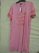 Foxbury Ladies Pink Varsity Short Sleeve Nightie Size 8-10 New & Packaged
