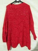 NO VAT!.New Collection ( Made in Italy )Ladies Jumper Sparkly Red Approx Size M/L NewWith Tags