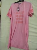 Foxbury Ladies Pink Varsity Short Sleeve Nightie Size 16-18 New & Packaged