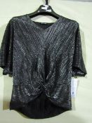 Kaleidoscope Top Sparkly Black/Grey Size Approx 12 new With Tags