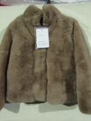 Monte Cervino Faux Fur Short Jacket Beige Size M New With Tags