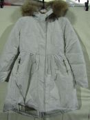Monte Cervino Padded Coat With Hood Stone Colour Size L New & Packaged ( Please Note These Coats Are