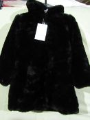 Monte Cervino Faux Fur Jacket Black Size L New With Tags ( Please Note This Is A EU Size And Will Be