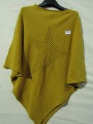 Soft Mixed Fibre Poncho Mustard Colour One Size New No Packaging