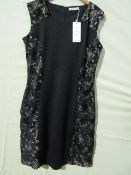 Miss & Max Dress Black With Black Lace Trim & Cream Showing Underneath Trim Size L New & Packaged