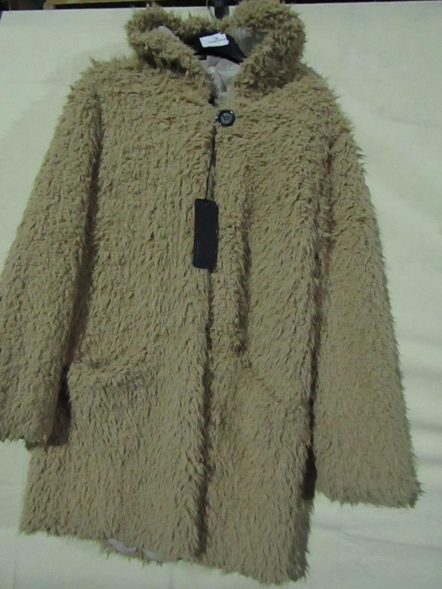 Teddy Bear Jacket Lined Beige Approx Size 12-14 New With Tags