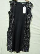 Miss & Max Dress Black With Black Lace Trim & Cream Showing Underneath Trim Size X/L New & Packaged