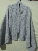 Knitted Mixed Fibre Poncho Grey One Size New & Packaged