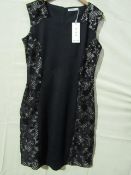 Miss & Max Dress Black With Black Lace Trim & Cream Showing Underneath Trim Size L New & Packaged