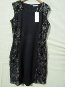 Miss & Max Dress Black With Black Lace Trim & Cream Showing Underneath Trim Size M New & Packaged