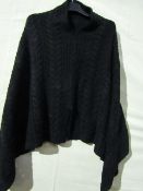 Knitted Mixed Fibre Poncho Black One Size New & Packaged