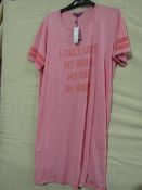 Foxbury Ladies Pink Varsity Short Sleeve Nightie Size 8-10 New & Packaged